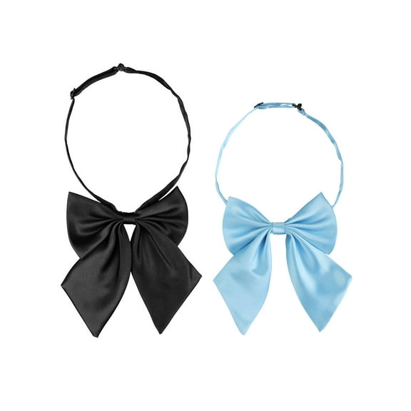 INSPIRE CHIC Women's Pre-tied Bowknot Adjustable Neck Strap Cute Bowtie 2 Pcs Black&Light Blue