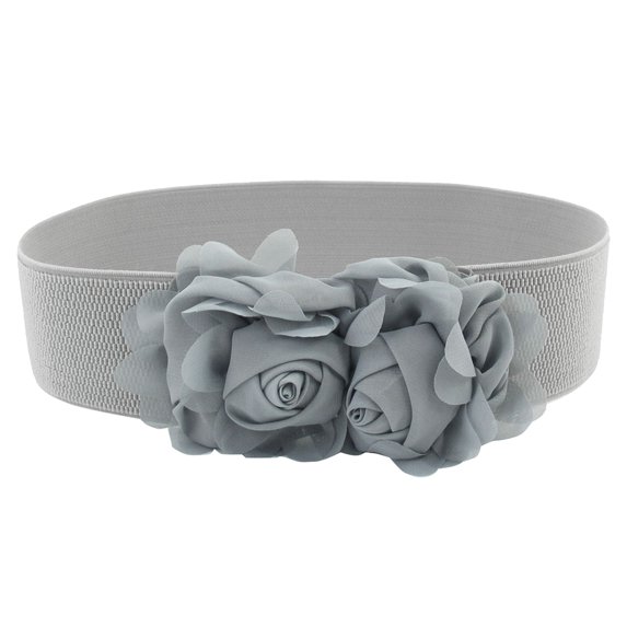 Allegra K Women's Press Stud Buckle Chiffon Flower Decor Cinch Belt