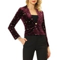 thumbnail image 1 of INSPIRE CHIC Women's Printed Business Office One Button Crop Metallic Star Velvet Blazer XS Burgundy-Star, 1 of 7
