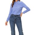 thumbnail image 1 of Allegra K Women's Printed Long Sleeve Piped Button Down Shirts, 1 of 7