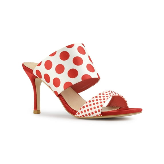 BLISSFUL STEP Women's Printed Stiletto Heels Slides Sandals