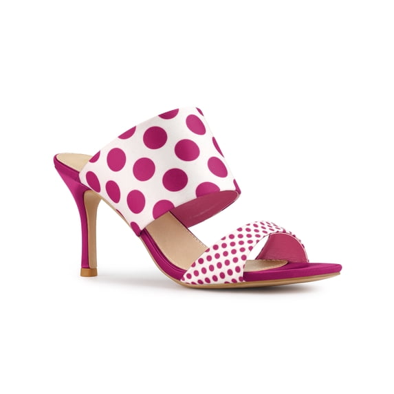 BLISSFUL STEP Women's Printed Stiletto Heels Slides Sandals