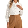 thumbnail image 1 of INSPIRE CHIC Women's Puff Long Sleeve Button Down Collar Shirt Elegant Blouse Top XS White, 1 of 6