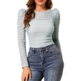 thumbnail image 1 of Allegra K Women's Puff Long Sleeve Semi Sheer Floral Lace Tops, 1 of 6