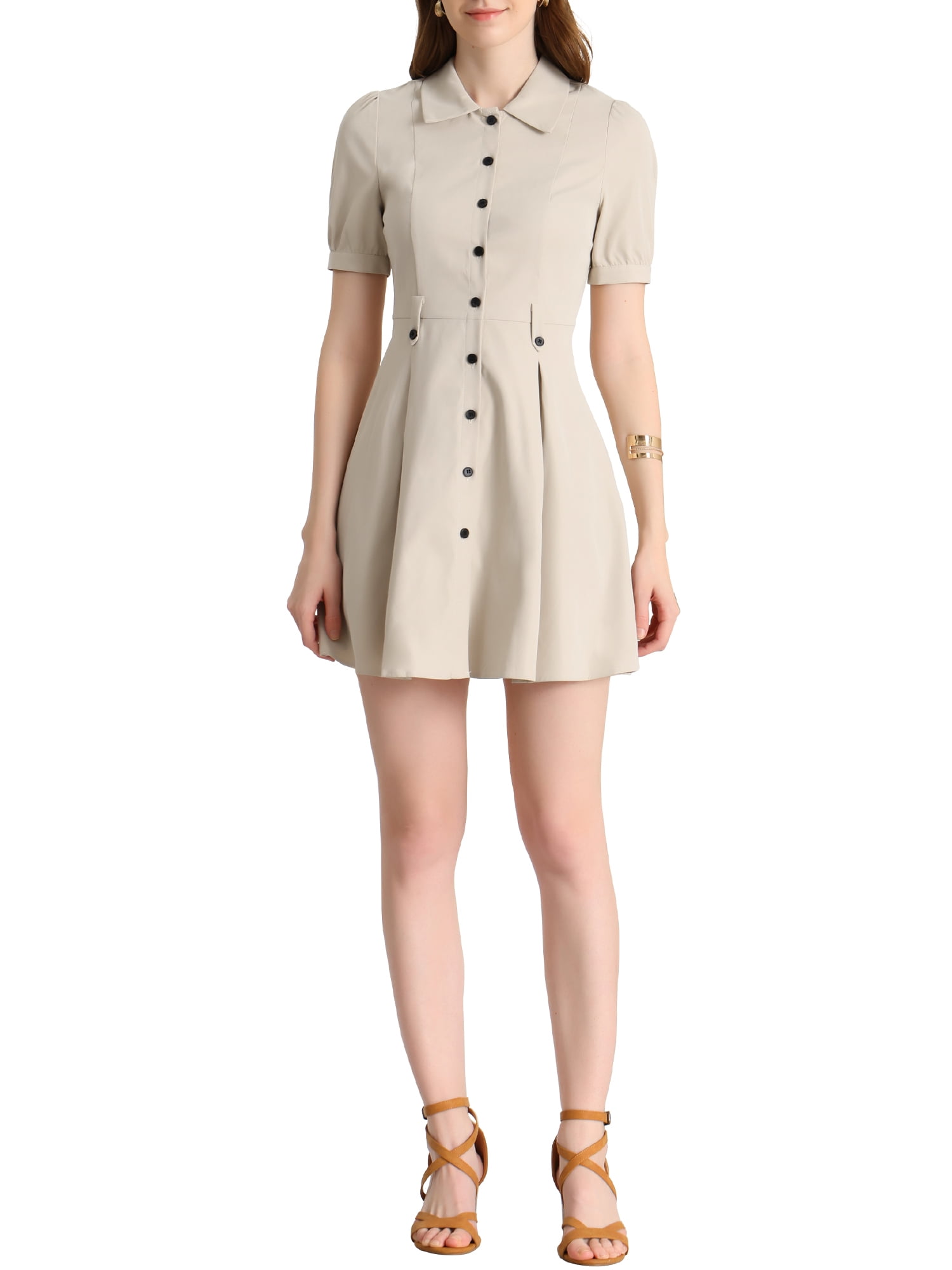 【新品未使用】　Acka pearl belted puff dress LXXWMxBH Women 2024 Summer Short Sleeve Dress Colorblock