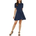 thumbnail image 1 of Allegra K Women's Puff Sleeve Dresses Peter Pan Collar Chiffon Mini Dress, 1 of 6