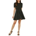 thumbnail image 1 of INSPIRE CHIC Women's Puff Sleeve Dresses Peter Pan Collar Chiffon Mini Dress M Black, 1 of 7