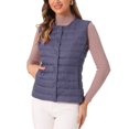 thumbnail image 1 of INSPIRE CHIC Women's Puffer Vest Sleeveless Lightweight Button Up Quilted Round Neck Jacket Coats, 1 of 6