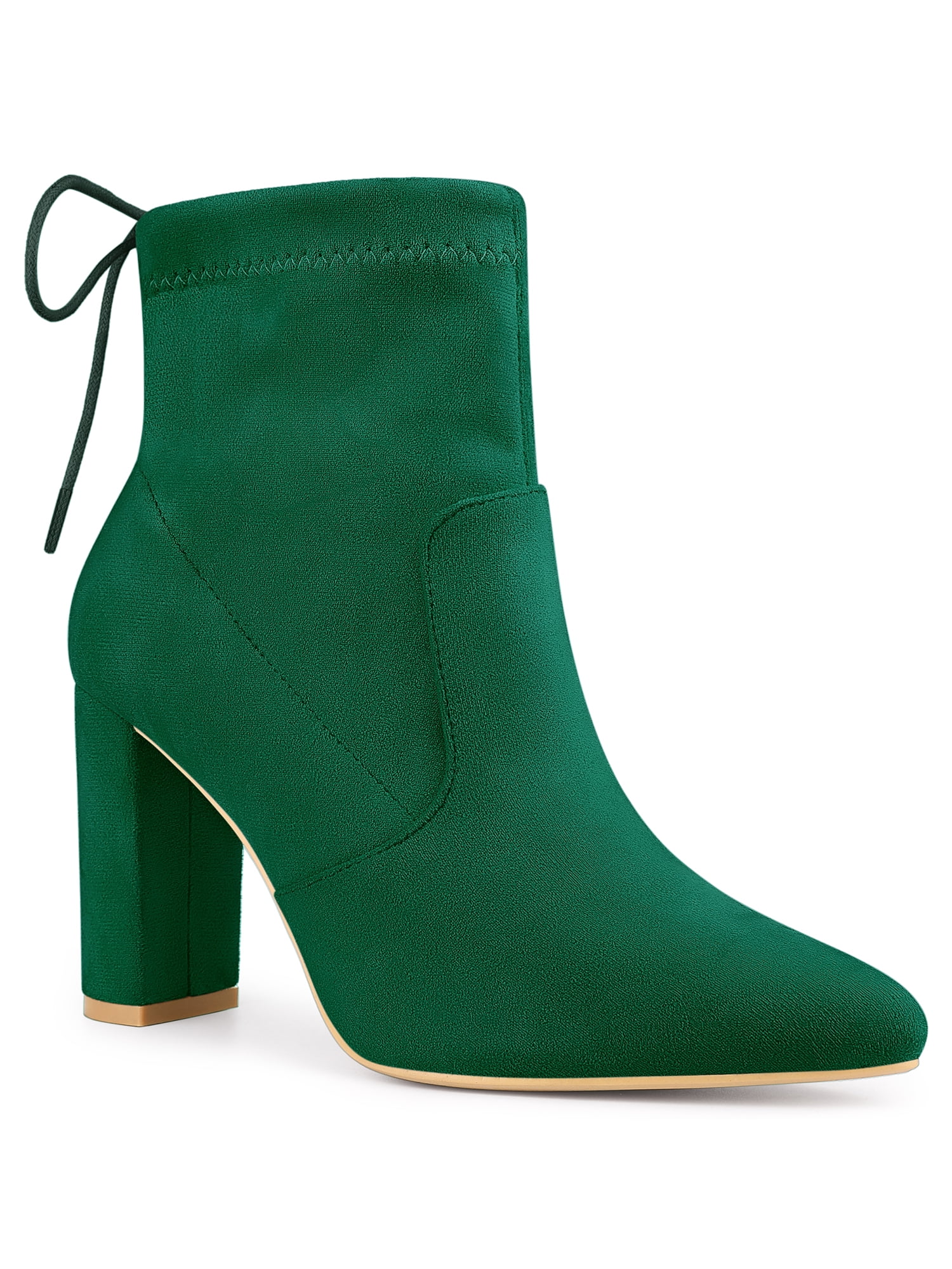 Drawstring Pull on Stiletto Heel Ankle Boots
