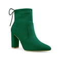 thumbnail image 1 of BLISSFUL STEP Women's Pull on Drawstring Block Heel Ankle Boots Green 6, 1 of 8