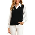 thumbnail image 1 of INSPIRE CHIC Women's Pullover Knit Sweaters Solid Color V Neck Sleeveless Sweater Vests XL Black, 1 of 7