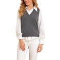 thumbnail image 1 of Allegra K Women's Pullover Knit Sweaters Solid Color V Neck Sleeveless Sweater Vests, 1 of 6