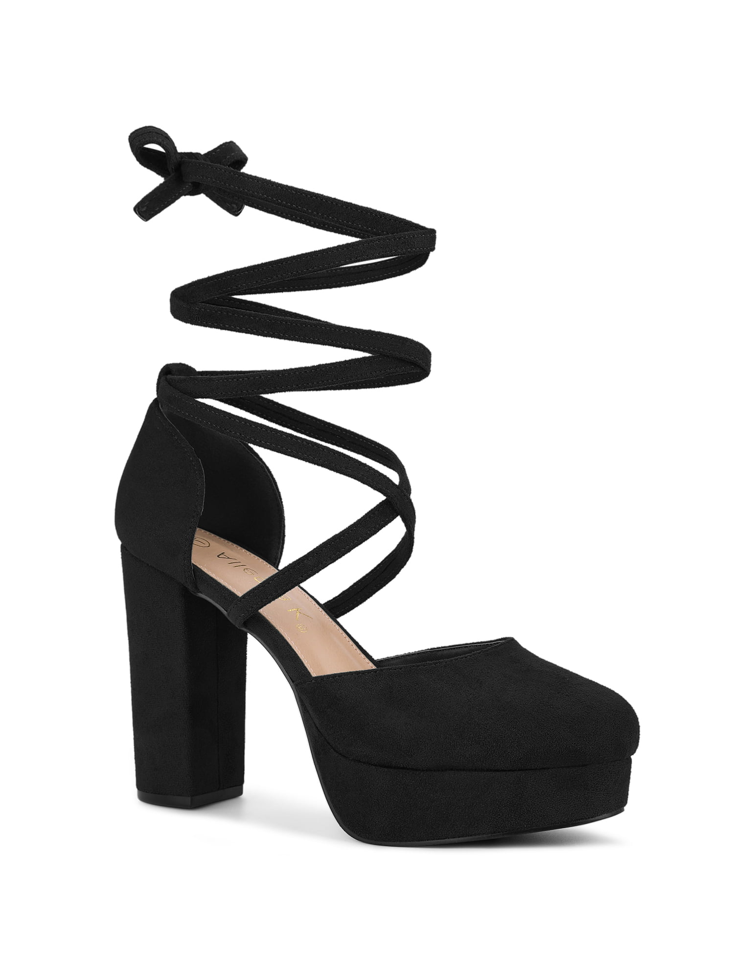 Black Open Toe Strappy Chunky Heels – AMIClubwear
