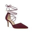 thumbnail image 1 of BLISSFUL STEP Women's Pumps Stilettos Heels Pointed Toe Lace up Pumps Burgundy 7, 1 of 7
