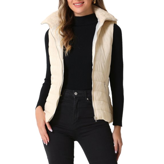 INSPIRE CHIC Women's Quilted Jacket Sleeveless Fall Winter Hoody Vest