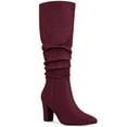 thumbnail image 1 of BLISSFUL STEP Valentine's Women's Boots Pointed Toe Block Heel Knee High Boots Burgundy 9.5, 1 of 7