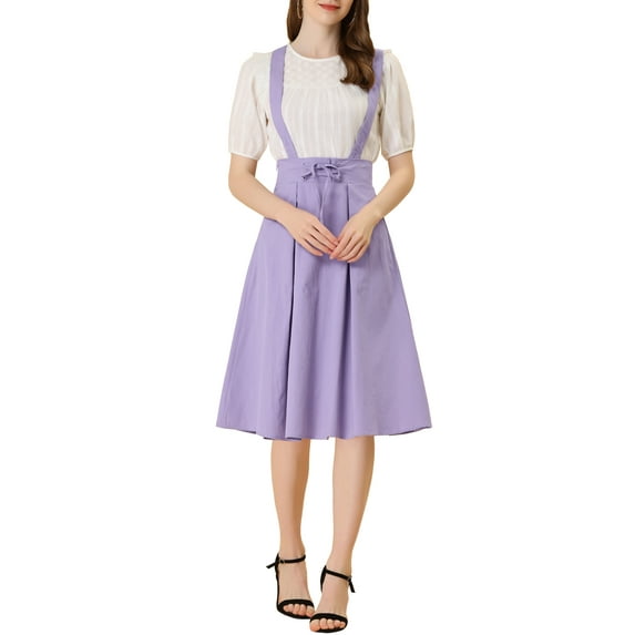 INSPIRE CHICWomen's Cute Suspender Skirt High Waist Overall Corset Skater Short Mini Skirt XL Violet