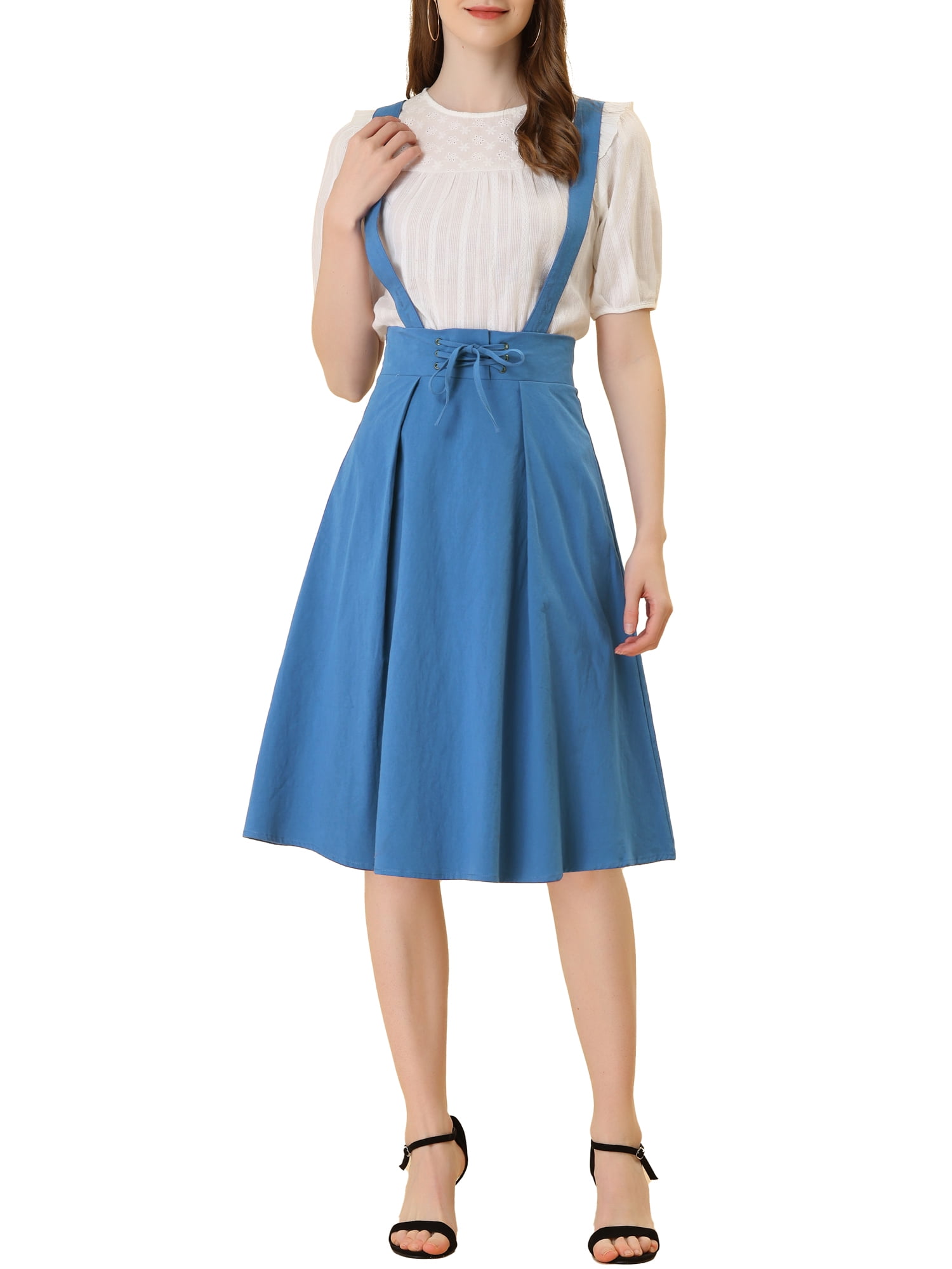 Women's Cute Suspender Skirt High Waist Overall Corset Skater