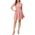 thumbnail image 1 of Allegra K Women's Retro Peter Pan Collar A-Line Mesh Sleeve Short Dress, 1 of 5