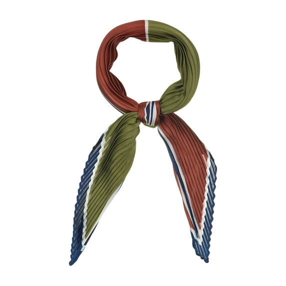 INSPIRE CHIC Women's Retro Pleated Rhombus Color Block Head Neck Scarf Wrap Scarves Neckerchief Green
