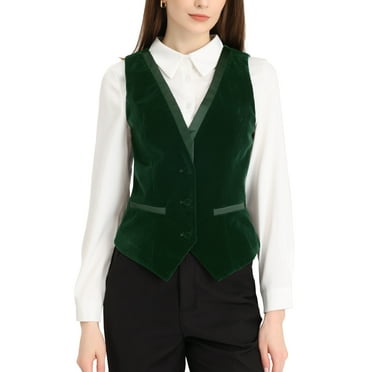 Allegra K Women's Retro Velvet Waistcoat V Neck Sleeveless Racerback Steampunk Vest