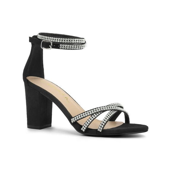 BLISSFUL STEP Women's Rhines Ankle Strap Block Heels Sandals