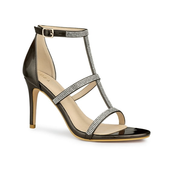 BLISSFUL STEP Women's Rhines Ankle Strap Stiletto High Heels Sandals