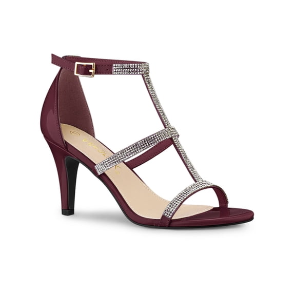 BLISSFUL STEP Women's Rhines Ankle Strap Stiletto High Heels Sandals