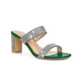 thumbnail image 1 of BLISSFUL STEP Women's Shoes Rhinestone Chunky Heel Square Toe Slide Sandals Green 7.5, 1 of 8