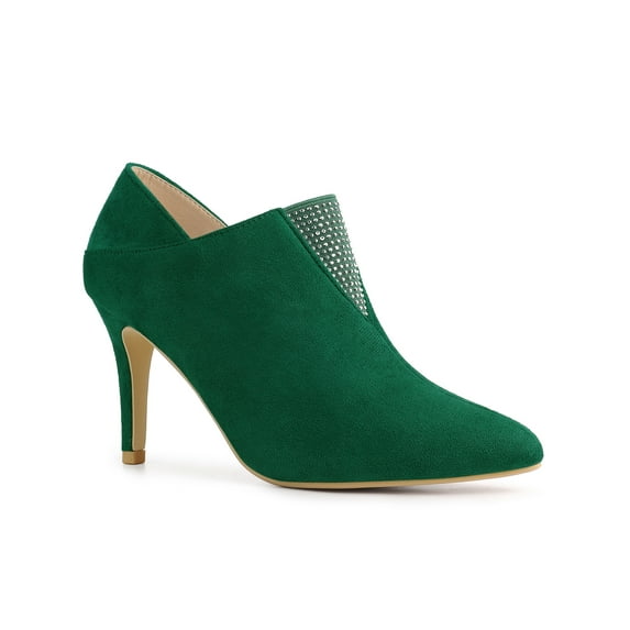 BLISSFUL STEP Women's Rhiness Stiletto Heel Ankle Booties Green 8