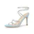 thumbnail image 1 of BLISSFUL STEP Women's Rhiness Strappy Stiletto Heels Sandals Sky Blue 8.5, 1 of 8