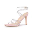 thumbnail image 1 of BLISSFUL STEP Women's Rhiness Strappy Stiletto Heels Sandals Pink 6, 1 of 8