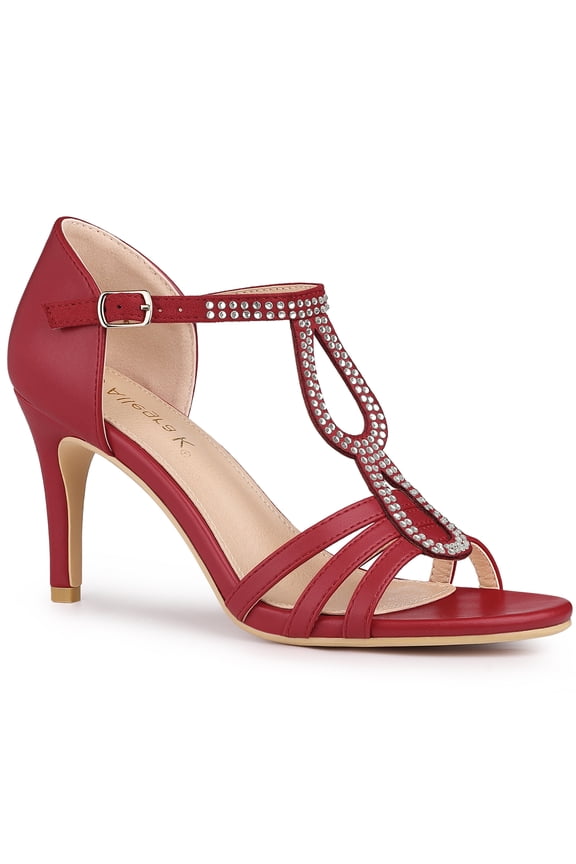 Women's Rhines Ankle Strap Open Toe Stiletto Heels Sandals Red 9