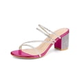 thumbnail image 1 of BLISSFUL STEP Women Rhines Block Heel Slide Sandals Hot Pink 9, 1 of 8