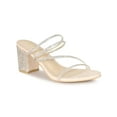 thumbnail image 1 of BLISSFUL STEP Women Rhines Block Heel Slide Sandals Beige 5, 1 of 9