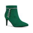 thumbnail image 1 of BLISSFUL STEP Women's Rhines Pointed Toe Stiletto Block Heel Ankle Boot Emerald Green 7.5, 1 of 7