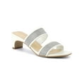 thumbnail image 1 of BLISSFUL STEP Women's Rhinestone Square Toe Block Heels Slide Sandals White 8, 1 of 7