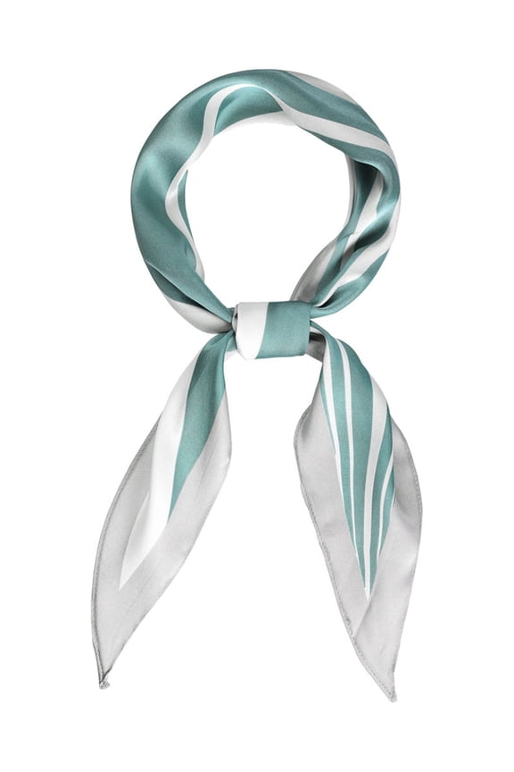 Women's Rhombus Neck Scarf Stripe Print Neckerchief Bag Accessory Green