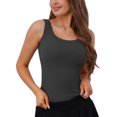 thumbnail image 1 of INSPIRE CHIC Women's Ribbed Round Neck Vest Sleeveless Workout Basic Slim-Fit Tank Top Green XL, 1 of 5