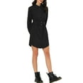 thumbnail image 1 of INSPIRE CHIC Women's Roll Up Sleeve Belted Button Up Collared Shirt Dress XS Black, 1 of 6