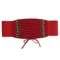thumbnail image 1 of INSPIRE CHIC Women's Rope Decor Elastic Band Press Stud Button Waist Belt Red One Size, 1 of 4
