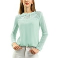 thumbnail image 1 of Allegra K Women's Round Neck Casual Blouses Lace Floral Long Sleeve Chiffon Top, 1 of 6