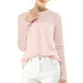 thumbnail image 1 of INSPIRE CHIC Women's Round Neck Casual Blouses Lace Floral Long Sleeve Chiffon Tops 3XL Pink, 1 of 7