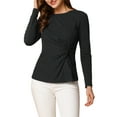 thumbnail image 1 of INSPIRE CHIC Women's Tops Round Neck Twist Front Long Sleeves Casual Blouses XS Black, 1 of 7
