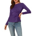 thumbnail image 1 of Allegra K Women's Round Neck Front Twist Long Sleeve Blouse Tops, 1 of 6
