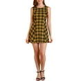 thumbnail image 1 of Allegra K Women's Round Neck Sleeveless Plaids A-Line Fit and Flare Mini Dress, 1 of 6