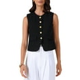 thumbnail image 1 of INSPIRE CHIC Women's Round Neck Suit Vest Sleeveless Floral Button Business Casual Jacket XS Black, 1 of 6