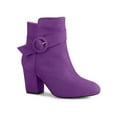 thumbnail image 1 of BLISSFUL STEP Women's Boots Faux Suede Ankle Booties Block Heel Round Toe Buckle Side Zip Boots Purple 7, 1 of 8