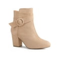 thumbnail image 1 of BLISSFUL STEP Women's Boots Faux Suede Ankle Booties Block Heel Round Toe Buckle Side Zip Boots Nude 10, 1 of 7