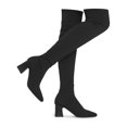 thumbnail image 1 of BLISSFUL STEP Women's Round Toe Block Heel over The Knee High Boots Black Chunky 6, 1 of 8